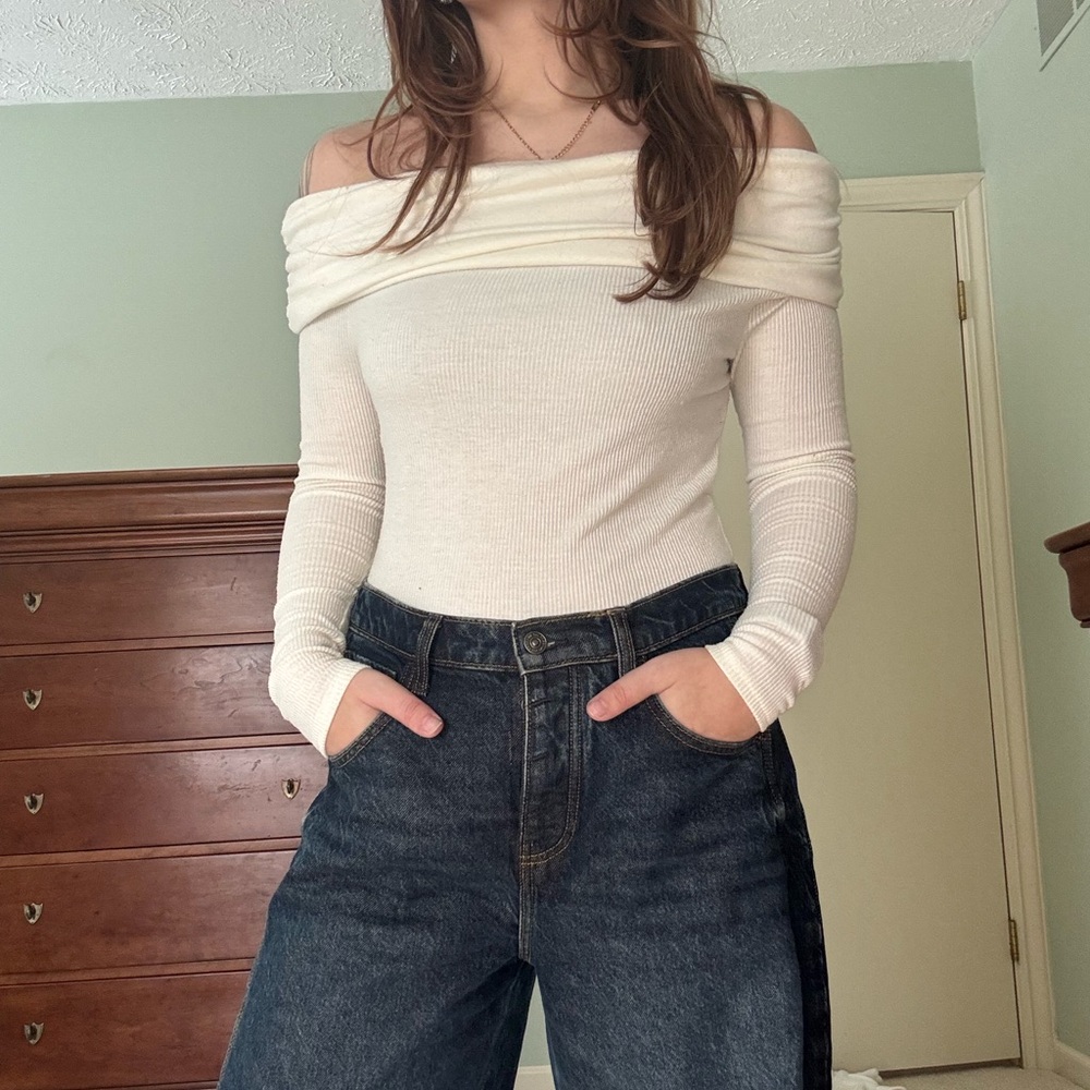 Urban Outfitters White Off-Shoulder Bodysuit